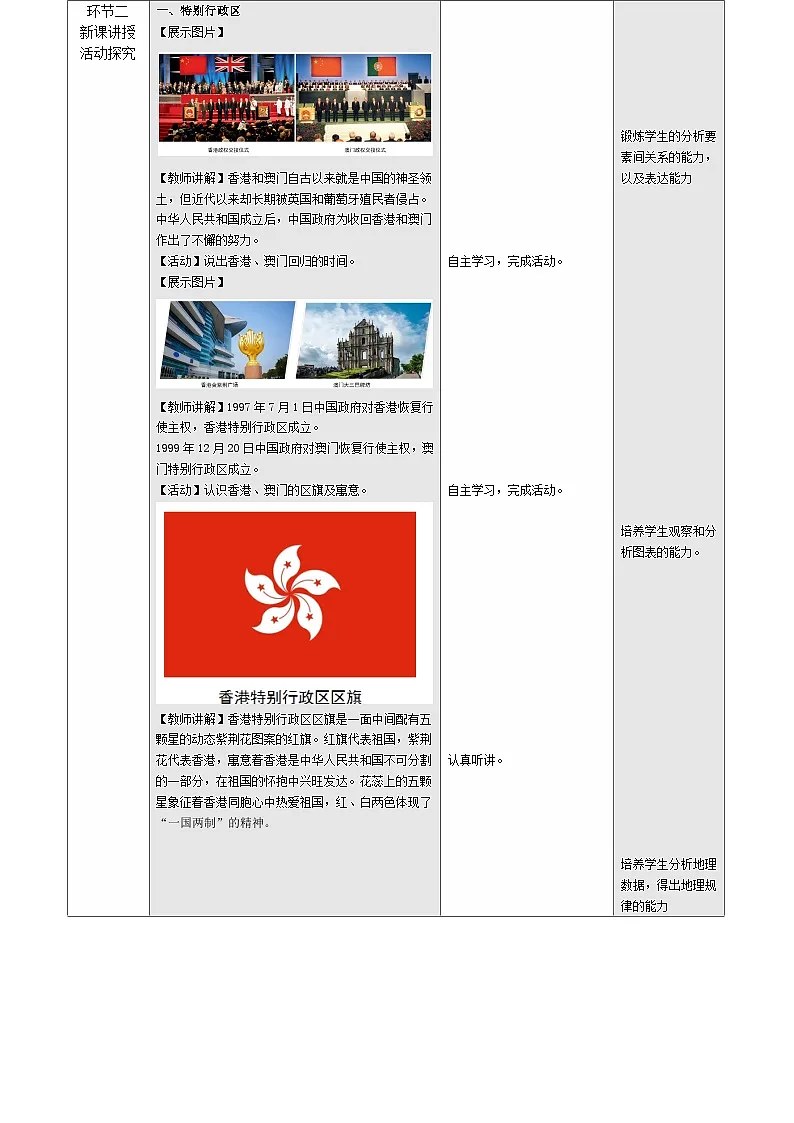 人教版2024初中地理八下8-3《特别行政区——香港和澳门》 教学设计第3页