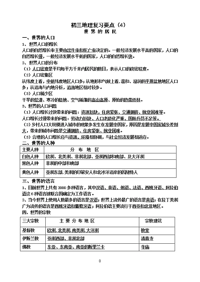 初三复习要点（4）第1页