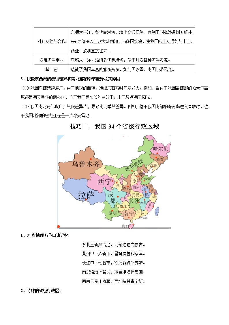2020年中考地理考前冲刺(二)中国地理概况 试卷02