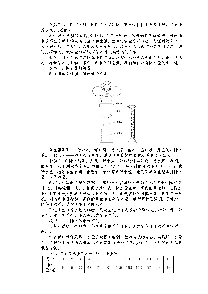 人教版七年级上册地理全册教案3.3 降水和降水的分布02