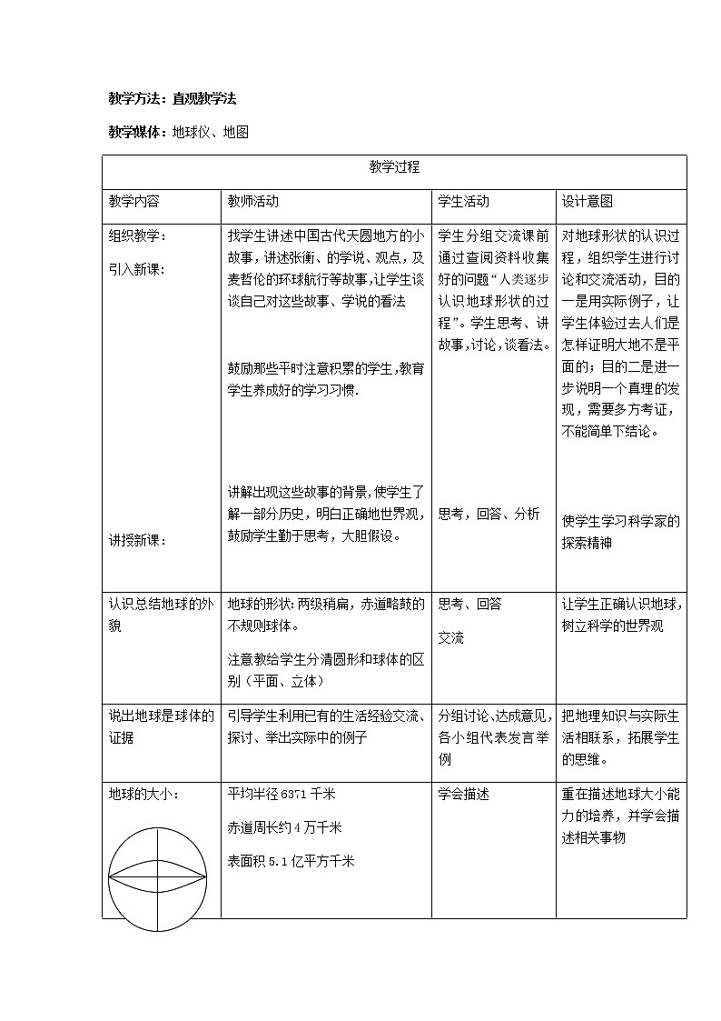 第二章 地球的面貌 第一节《认识地球》教案02