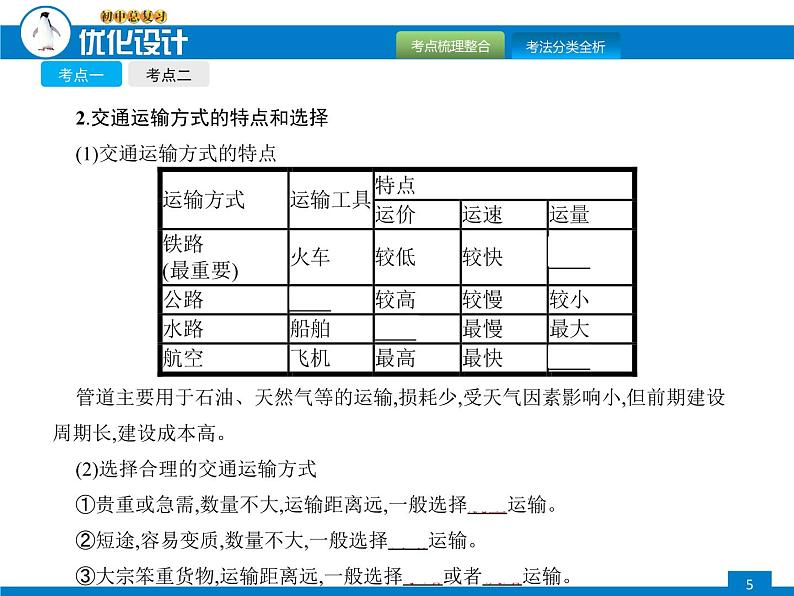 2018年中考初中地理总复习课件（商务星球版）：第十八讲 合理发展交通运输 繁荣地方特色文化（共17张PPT）第5页