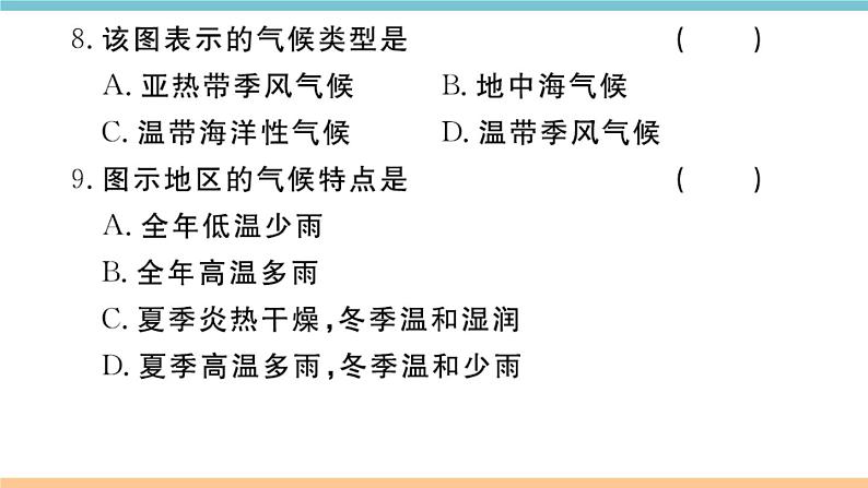 湘教版地理七年级上册期末习题训练：第四章《世界的气候》08