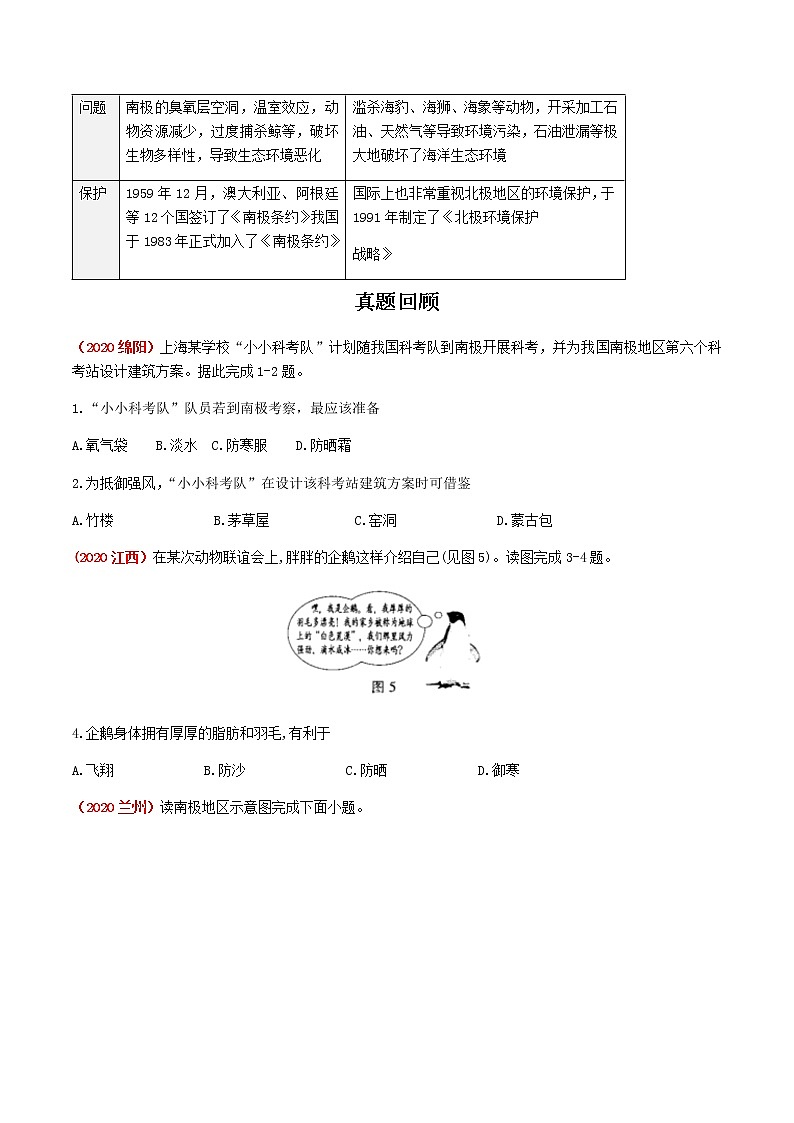 2021年人教版中考地理一轮复习 考点梳理+真题回顾  19 极地地区03