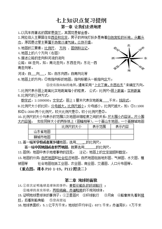 湘教版七年级地理上册知识点汇总第1页