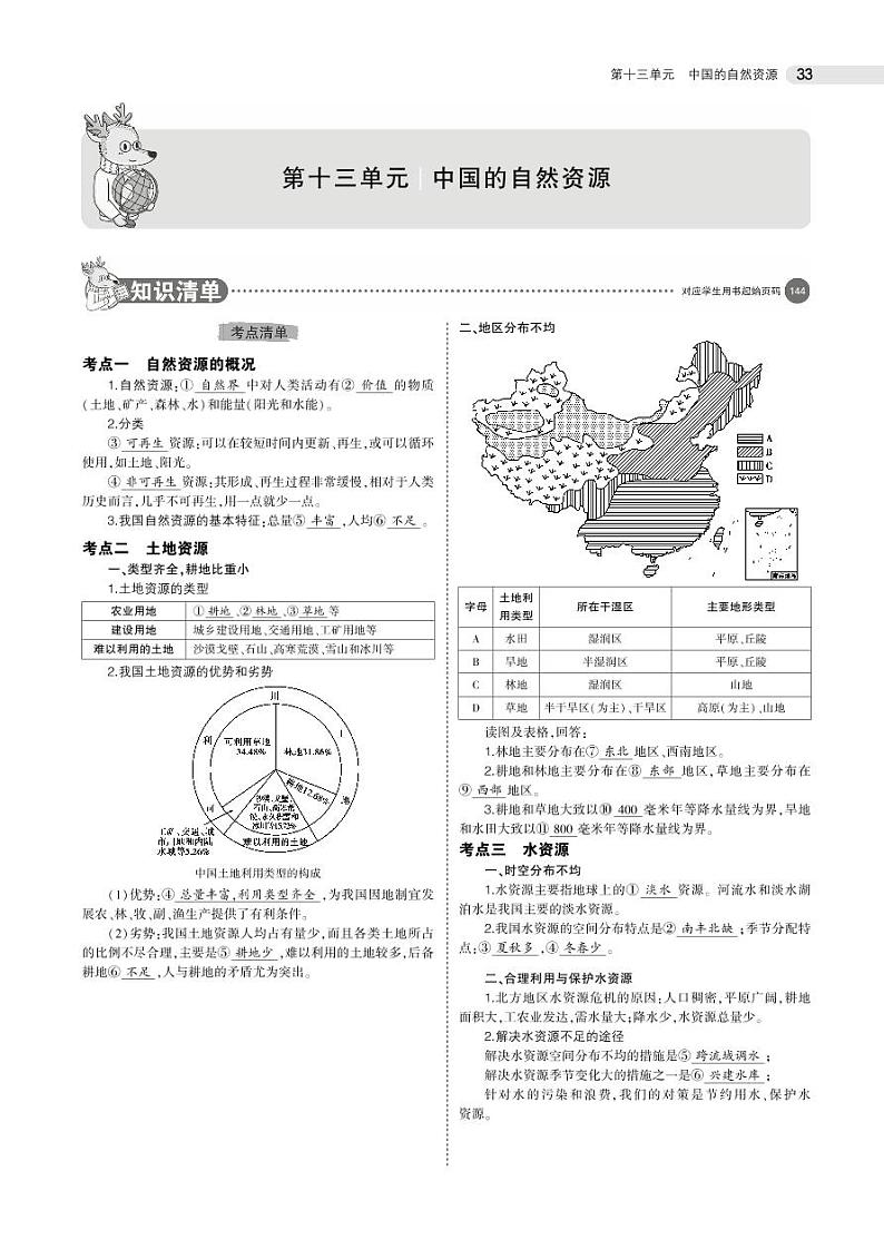 第十三单元　中国的自然资源 学案01