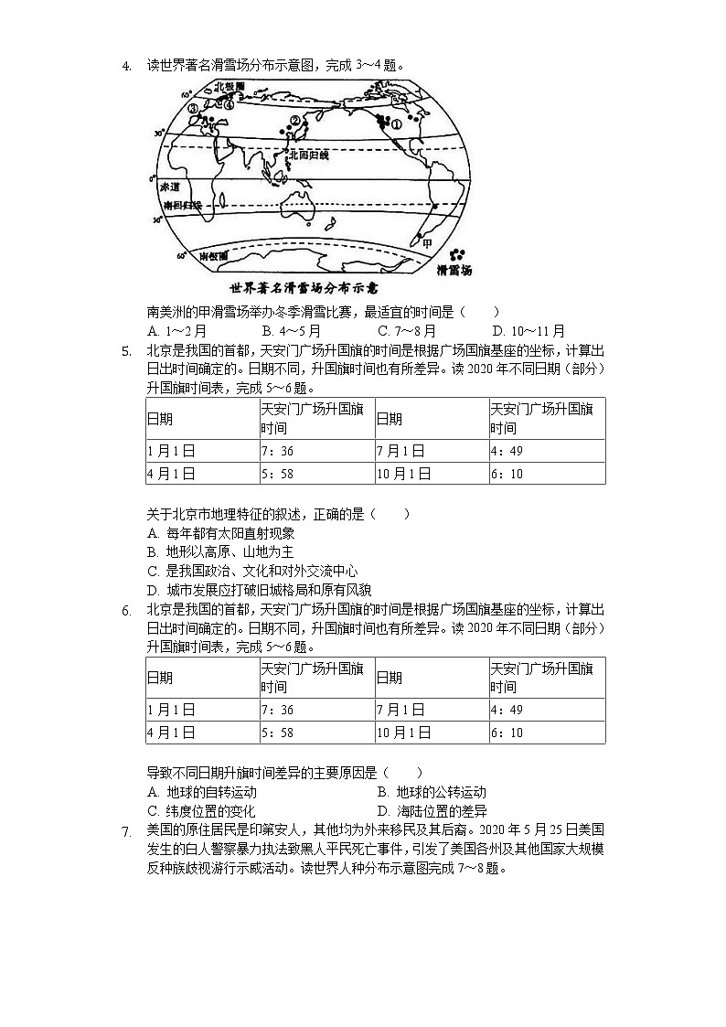 2020年山东省菏泽市中考地理试卷卷02