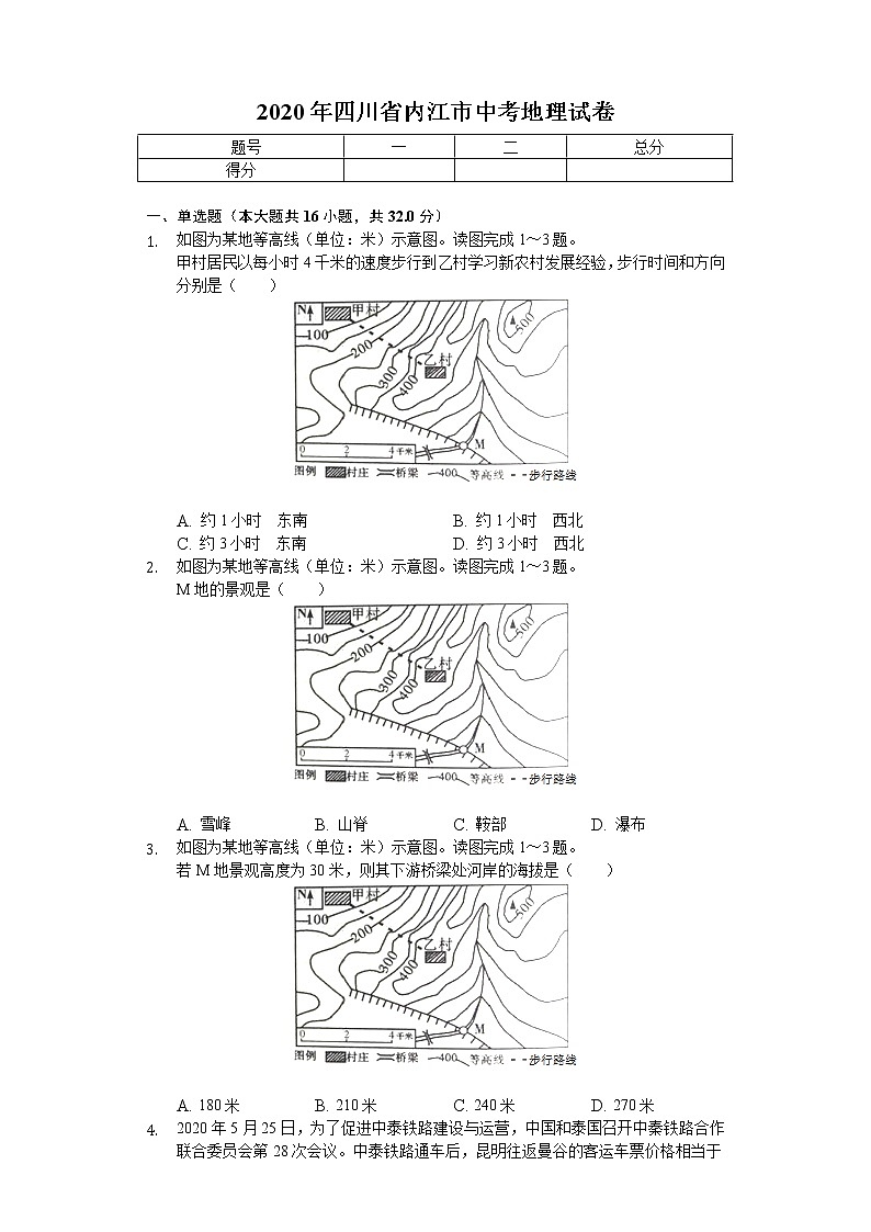 2020年四川省内江市中考地理试卷01