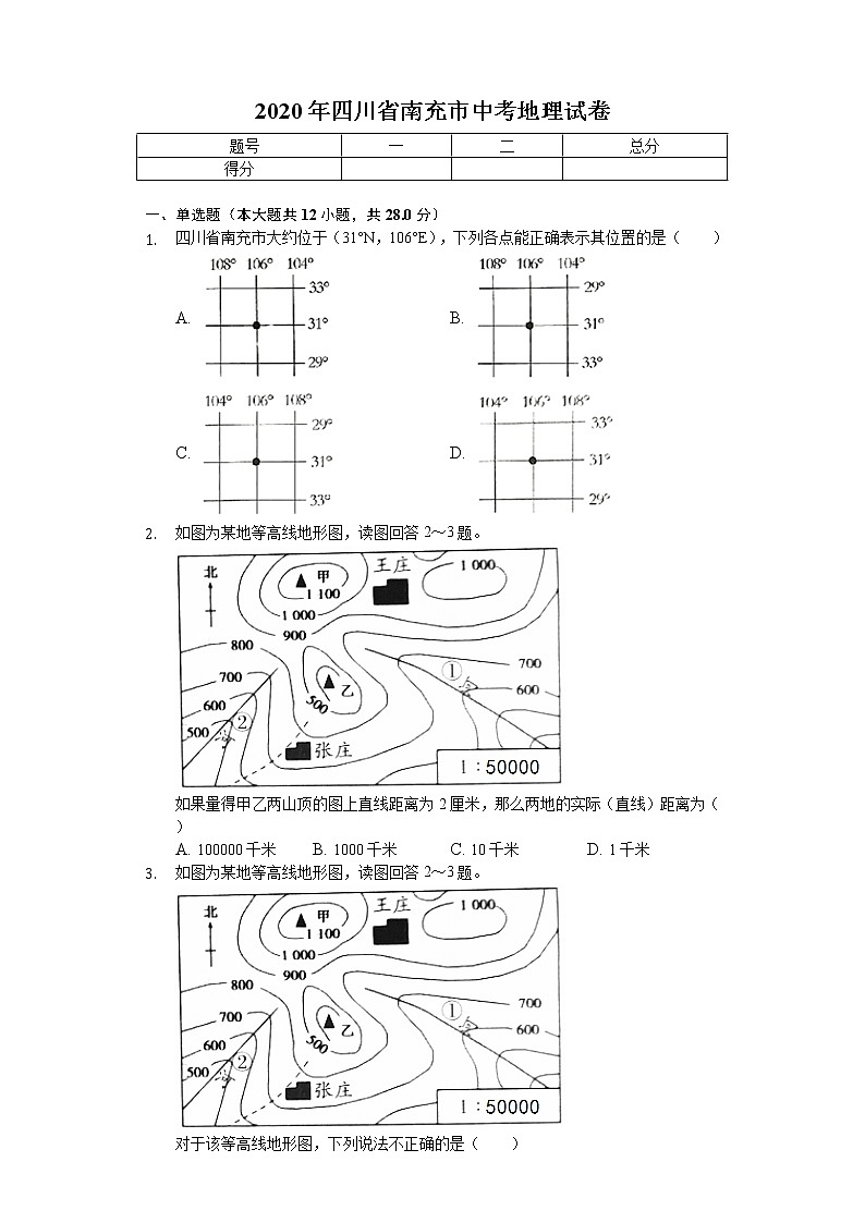2020年四川省南充市中考地理试卷01