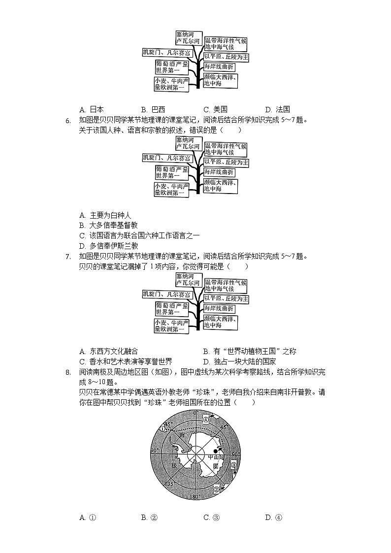 2020年湖南省常德市中考地理试卷02