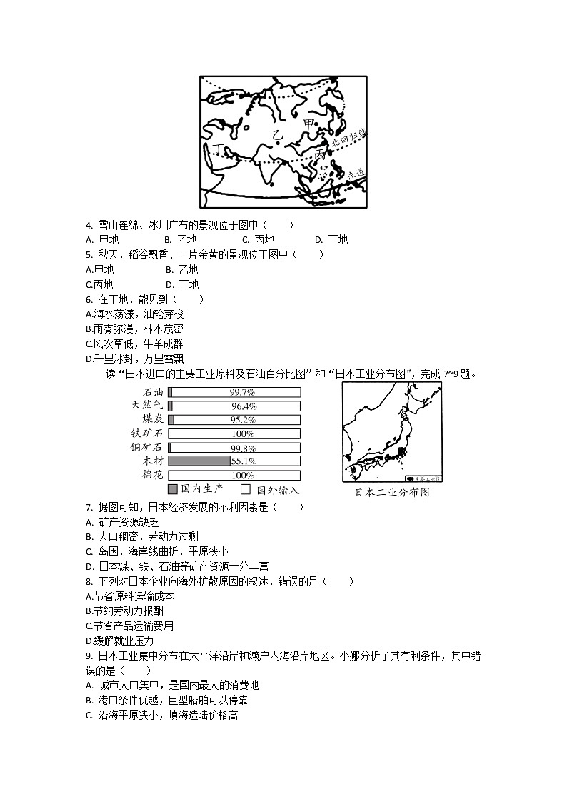 2021年广东省初中学业水平考试地理模拟试题（含答案）02