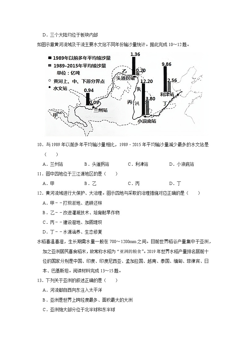2021年内蒙古呼和浩特市中考地理一模试卷03