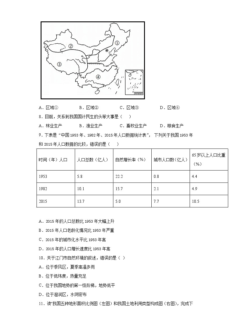 湖南省长沙市2021年中考地理模拟试卷（三）（word版 含答案）03