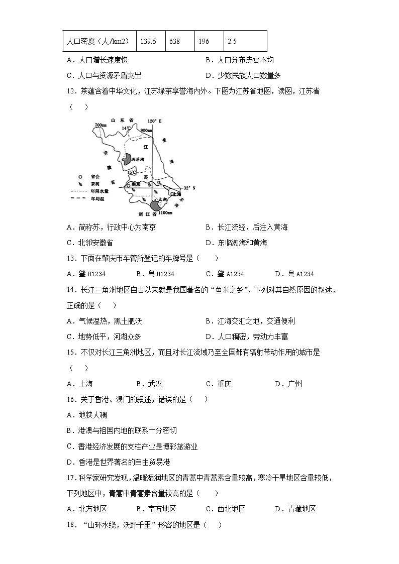 江苏省常州市2021年中考地理模拟试卷（一）（word版 含答案）03