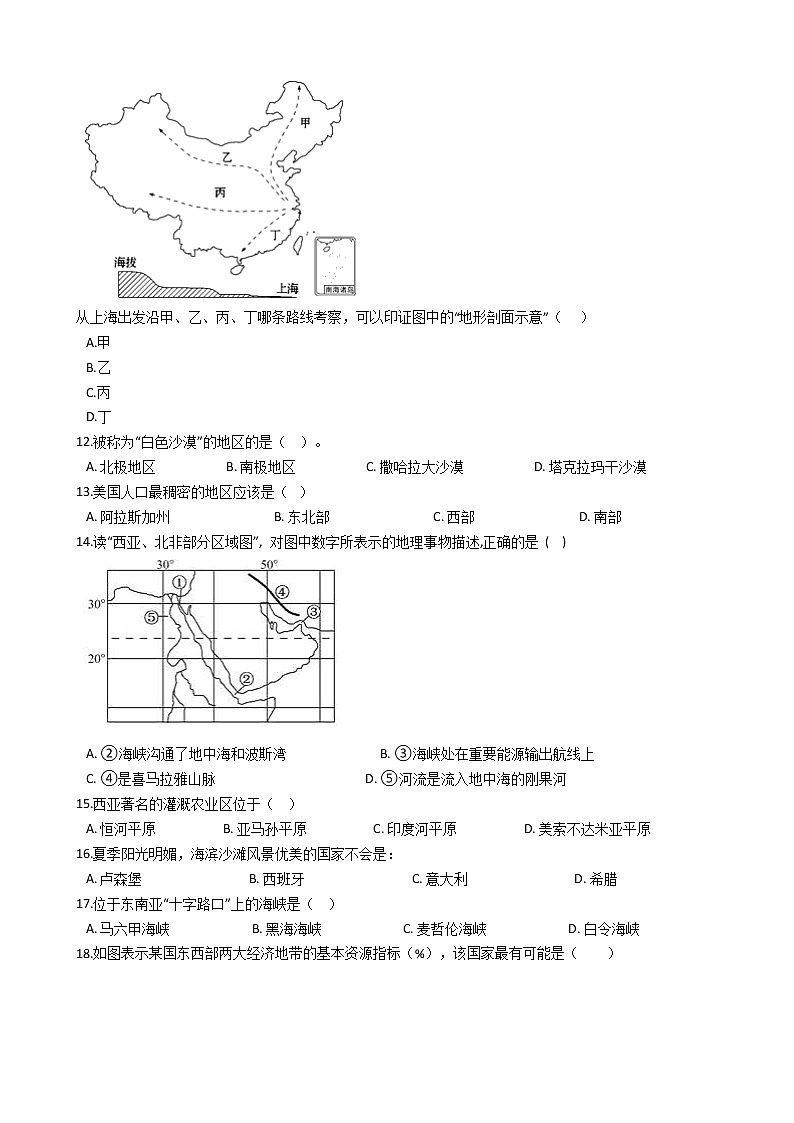 北京市2021年中考地理模拟试卷（二）（word版 含答案）03