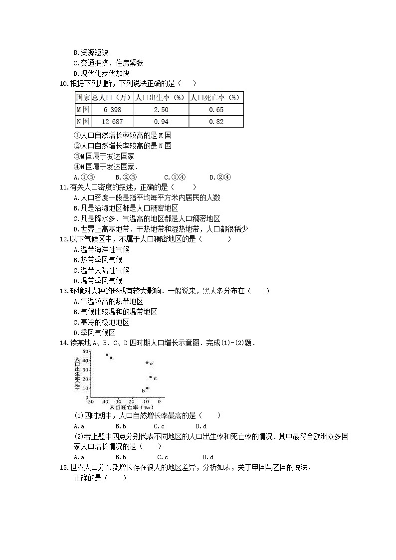 2021年人教版中考地理备考专题11《人口与人种》（含答案）02