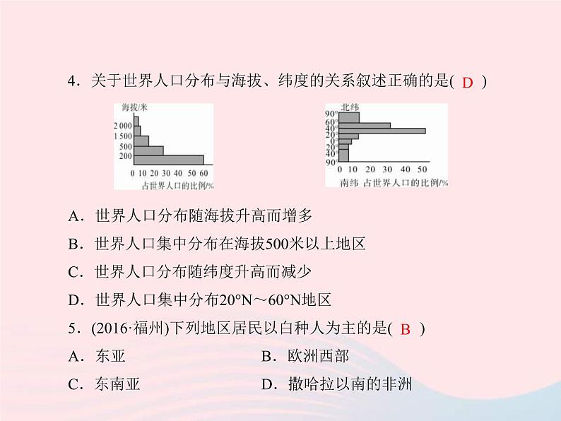 人教版中考地理专题梳理七上《世界的居民》复习课件 （含答案）07