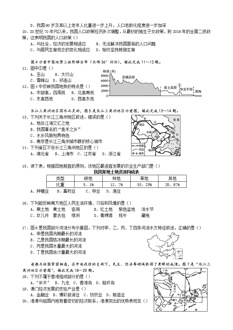 2021年四川省凉山州中考地理真题（word版 含答案）02
