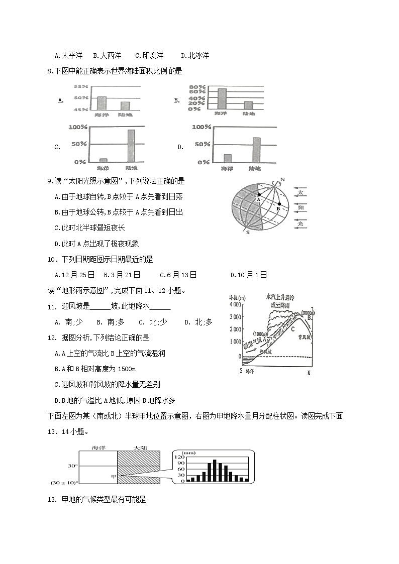 2021年四川省眉山市青神县七年级上学期期末考试地理试题（word版 含答案）02