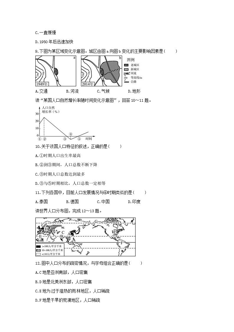 2021年中考地理总复习《世界的居民》随堂练习（含答案）03