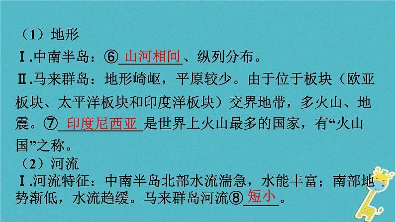 中考地理总复习七下第7章《各具特色的地区课时1东南亚中东》教材知识梳理课件07