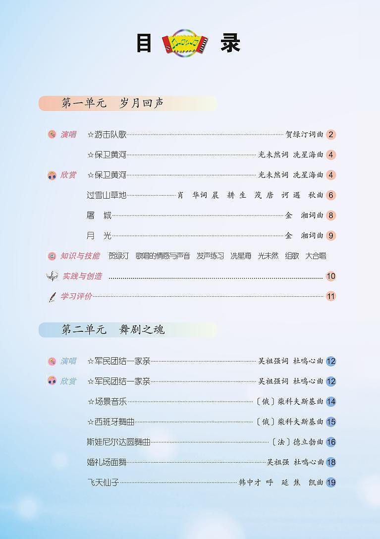 人民音乐出版社九年级下册 五线谱电子课本书（清晰PDF版）第3页