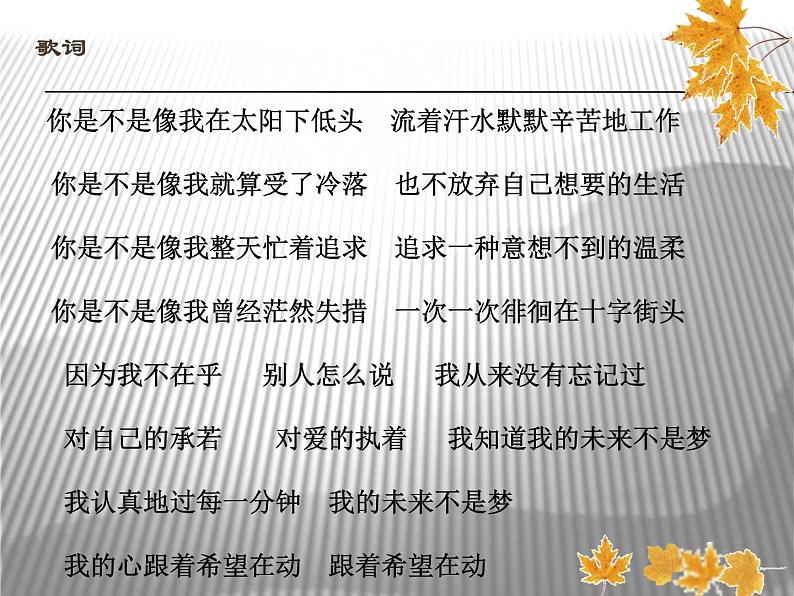 人教版音乐八年级上册我的未来不是梦 课件 (1)05