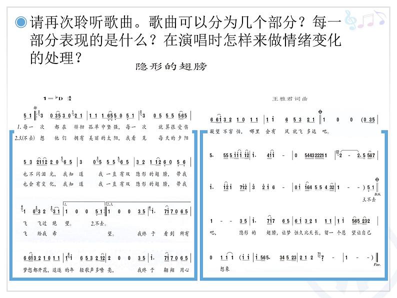 初中音乐--隐形的翅膀-飞得更高-pptppt课件07