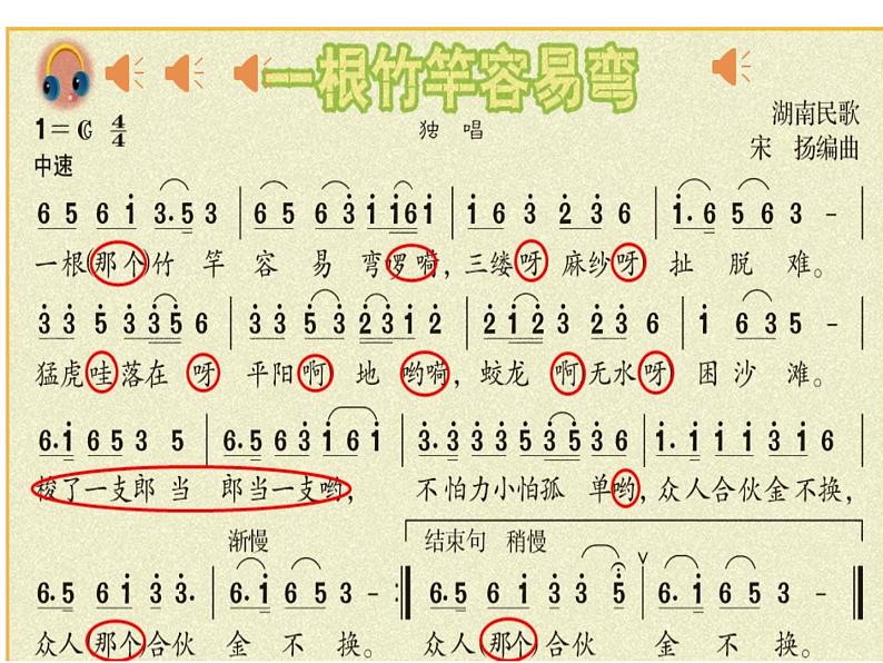初中音乐人音版 七年级下册 一根竹竿容易弯 课件第8页