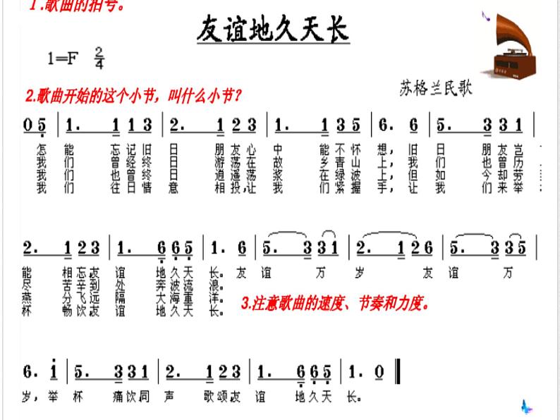 湘艺版八年级下册音乐课件 5.演唱 友谊地久天长07