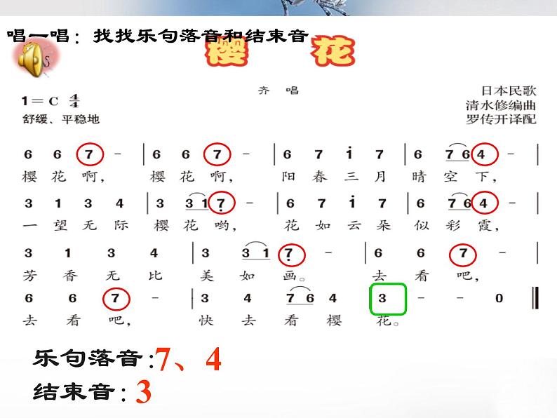 初中音乐 人教版 七年级上册 樱花部优课件04