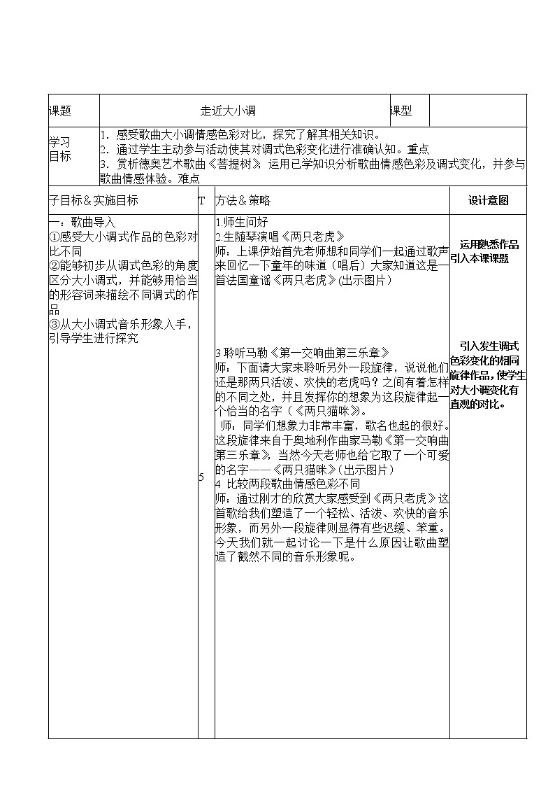 湘教版七年级下册音乐 3.2.2调式 走近大小调 教案01
