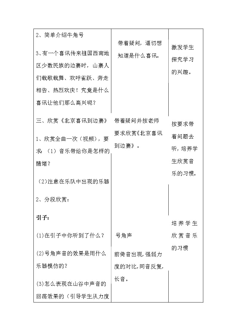 花城版音乐 七下 4.3北京喜讯到边寨 教案第2页