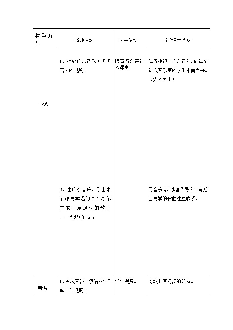 花城版音乐 八上 1.2迎宾曲  教案02