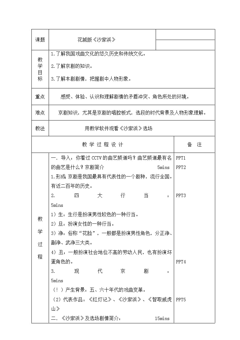 花城版音乐 八上 4.5沙家浜  教案01