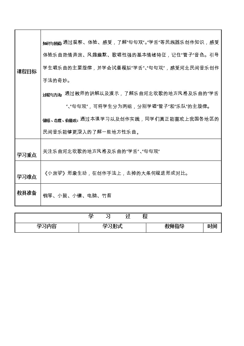 人音版初音 八上 5.2.2小放驴  教案02