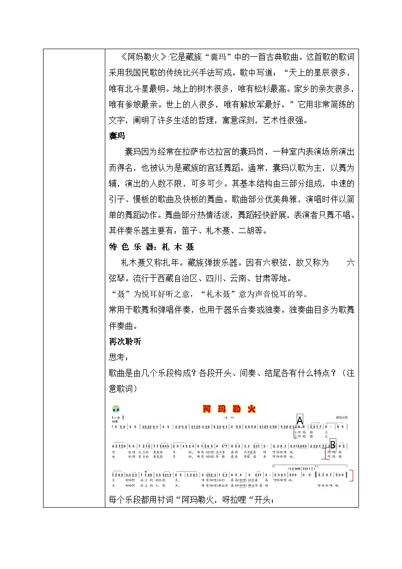 【核心素养目标】人音版（2012）音乐八上3.3《阿玛勒火》教学设计第2页