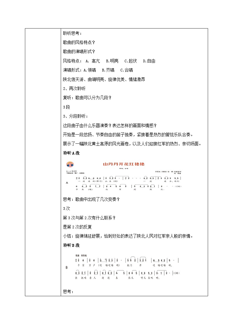 【核心素养目标】人音版音乐八下3.2 山丹丹开花红艳艳 课件+教学设计+素材02