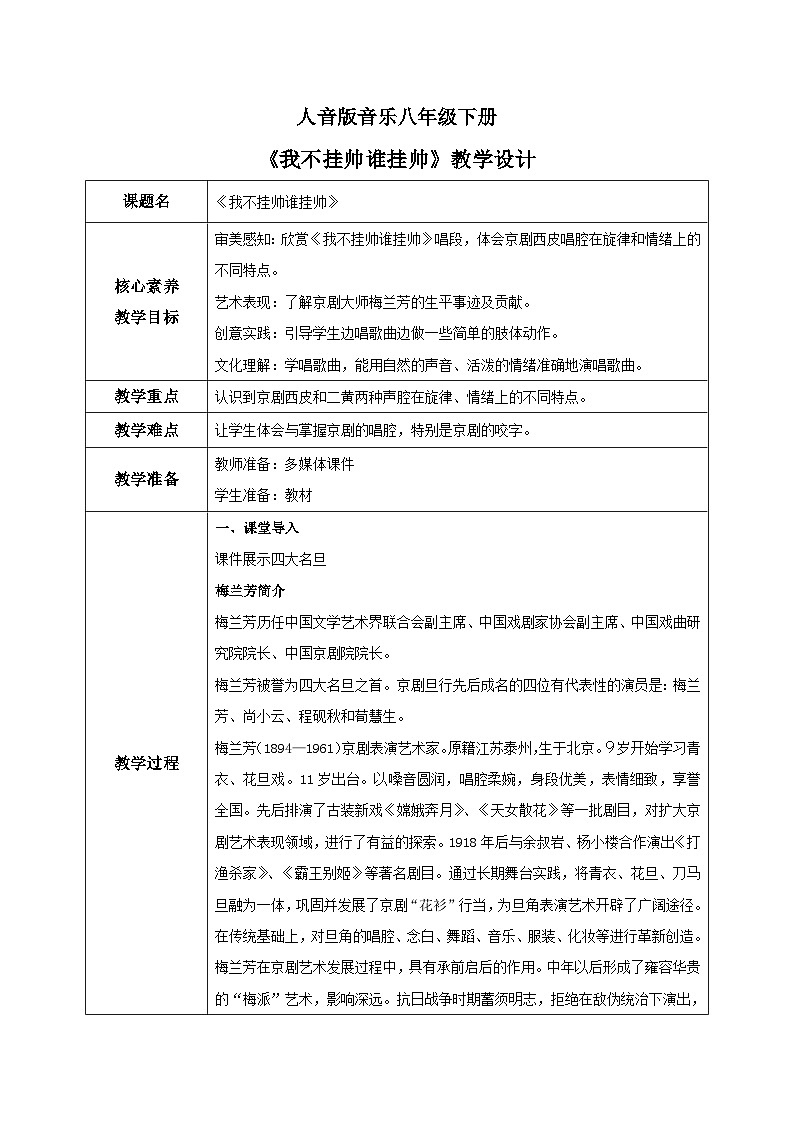 【核心素养目标】人音版音乐八下5.3 我不挂帅谁挂帅 课件+教学设计+素材01