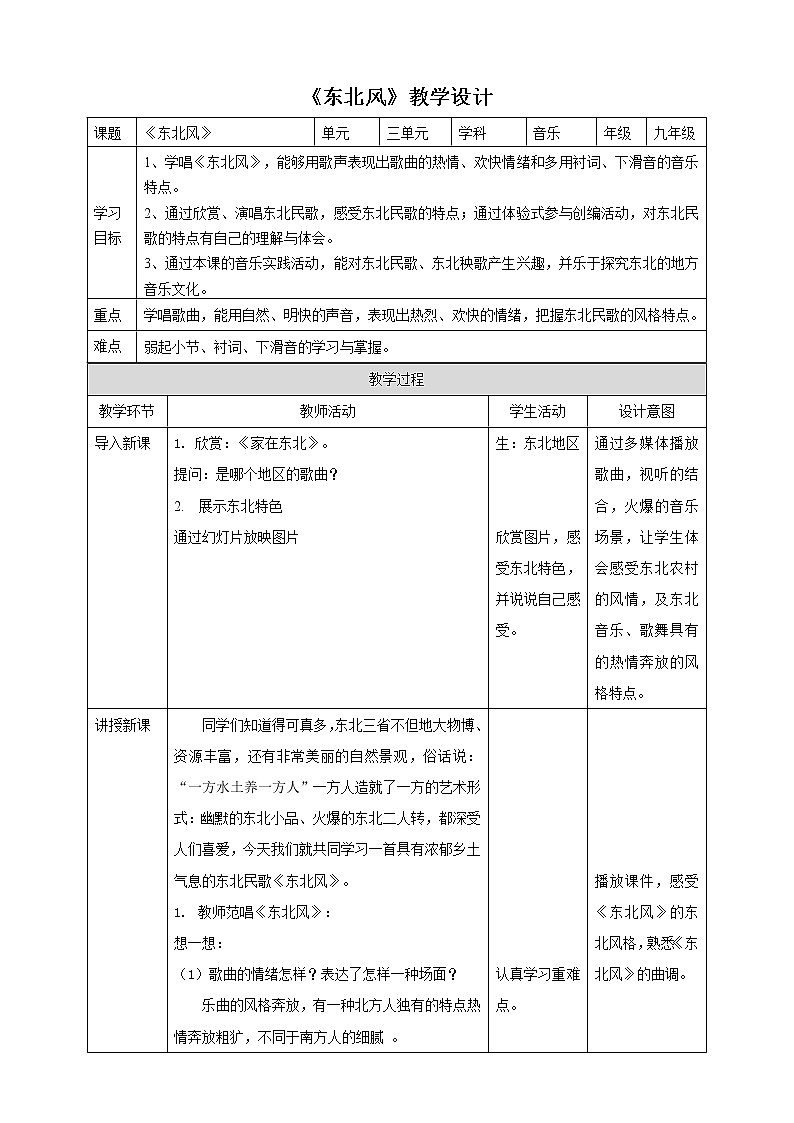 第三单元演唱东北风 课件（送教案）01