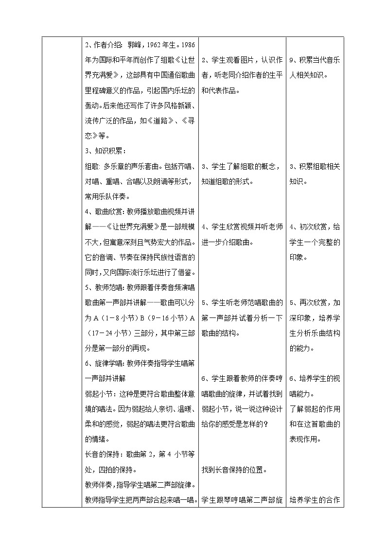 【人教版】九上音乐  第六单元第1课时《让世界充满爱》(课件+教案+素材）02