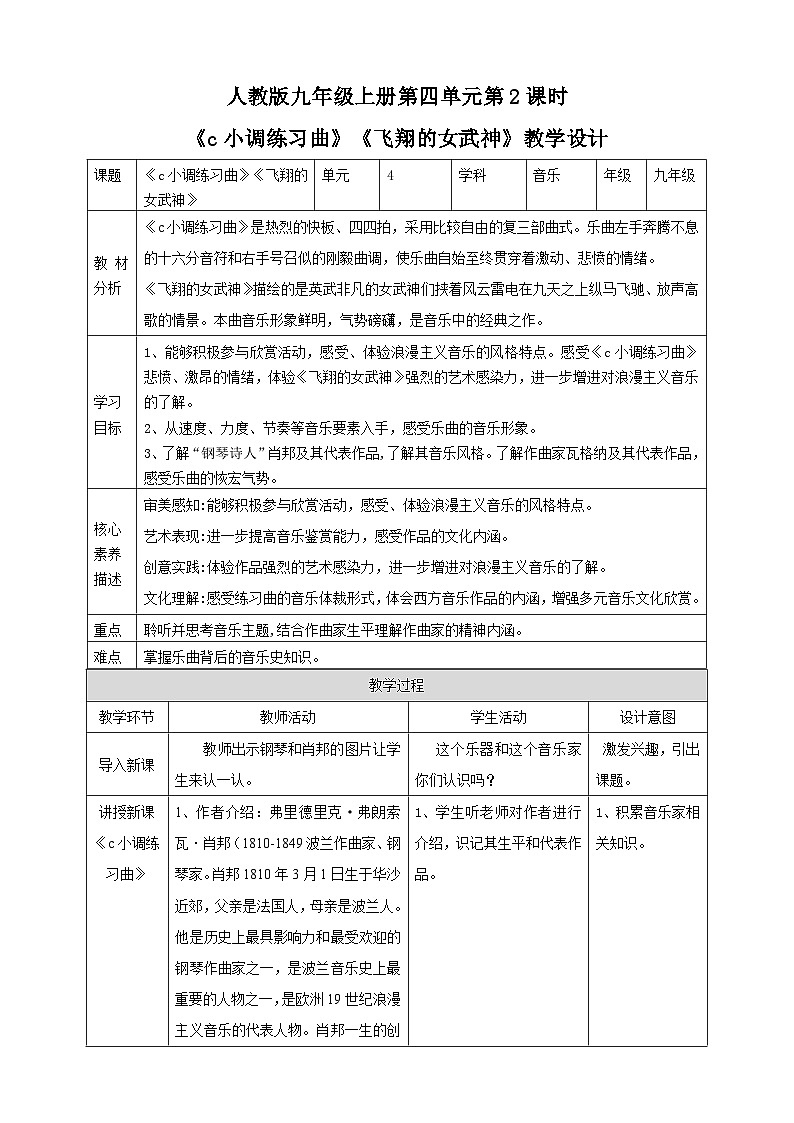 【人教版】九上音乐  第四单元第2课时《c小调练习曲》《飞翔的女武神》(课件+教案+素材）01