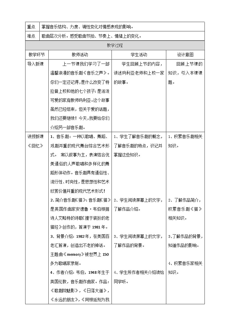 人音版八年级上册第二单元 第二课时《回忆》《云中的城堡》（教案）02
