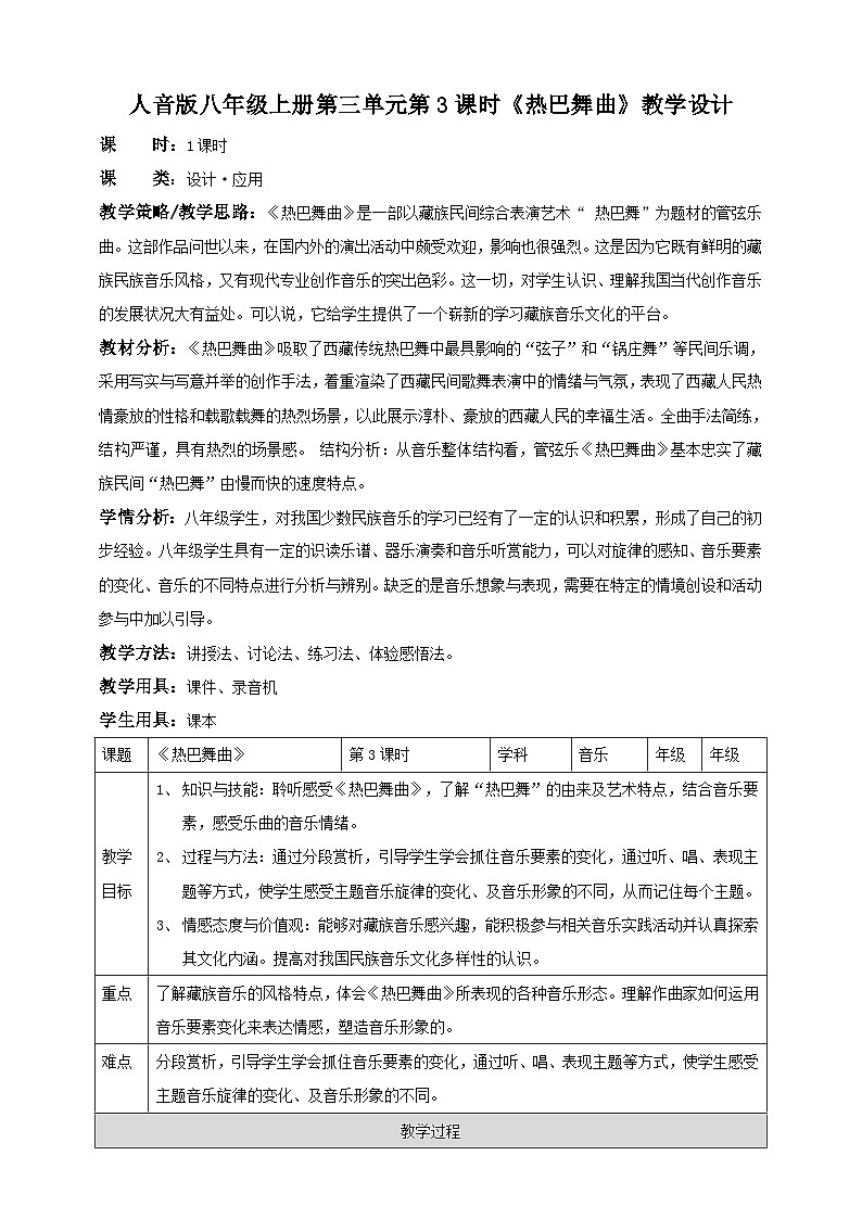 人音版音乐八年级上册 第三单元第三课时《热巴舞曲》课件+教案+素材01