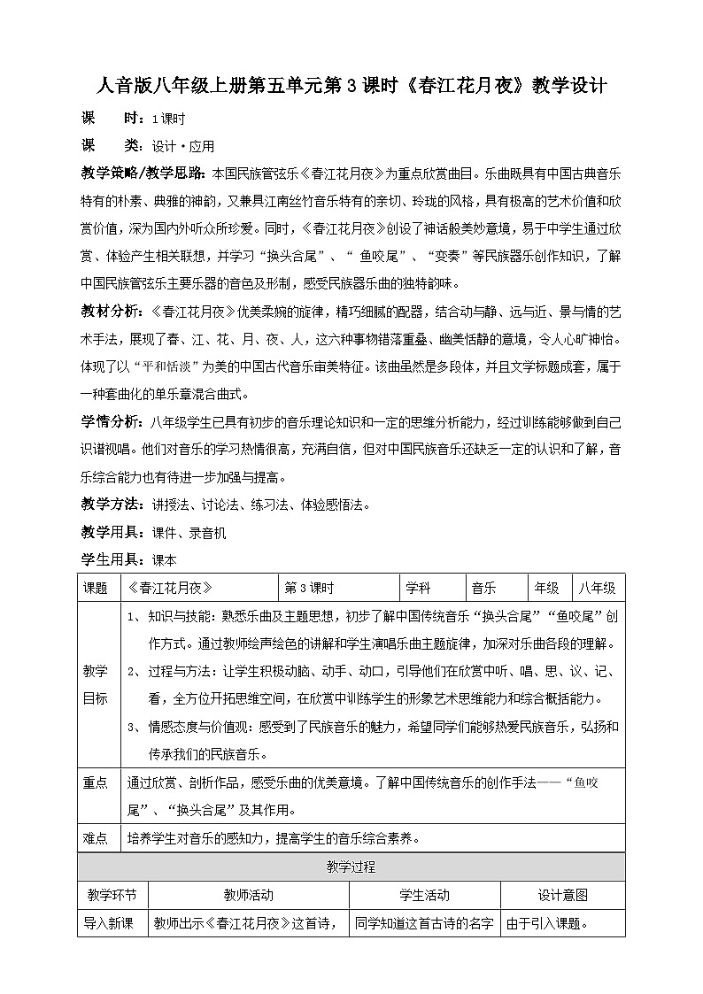 人音版音乐八年级上册 第五单元第三课时《春江花月夜》课件+教案+素材01
