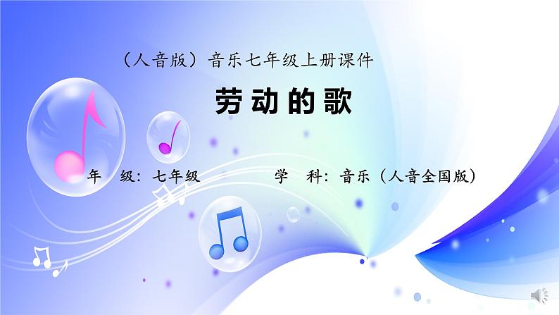 (人音全国版）音乐七年级上册《劳动的歌》课件第1页