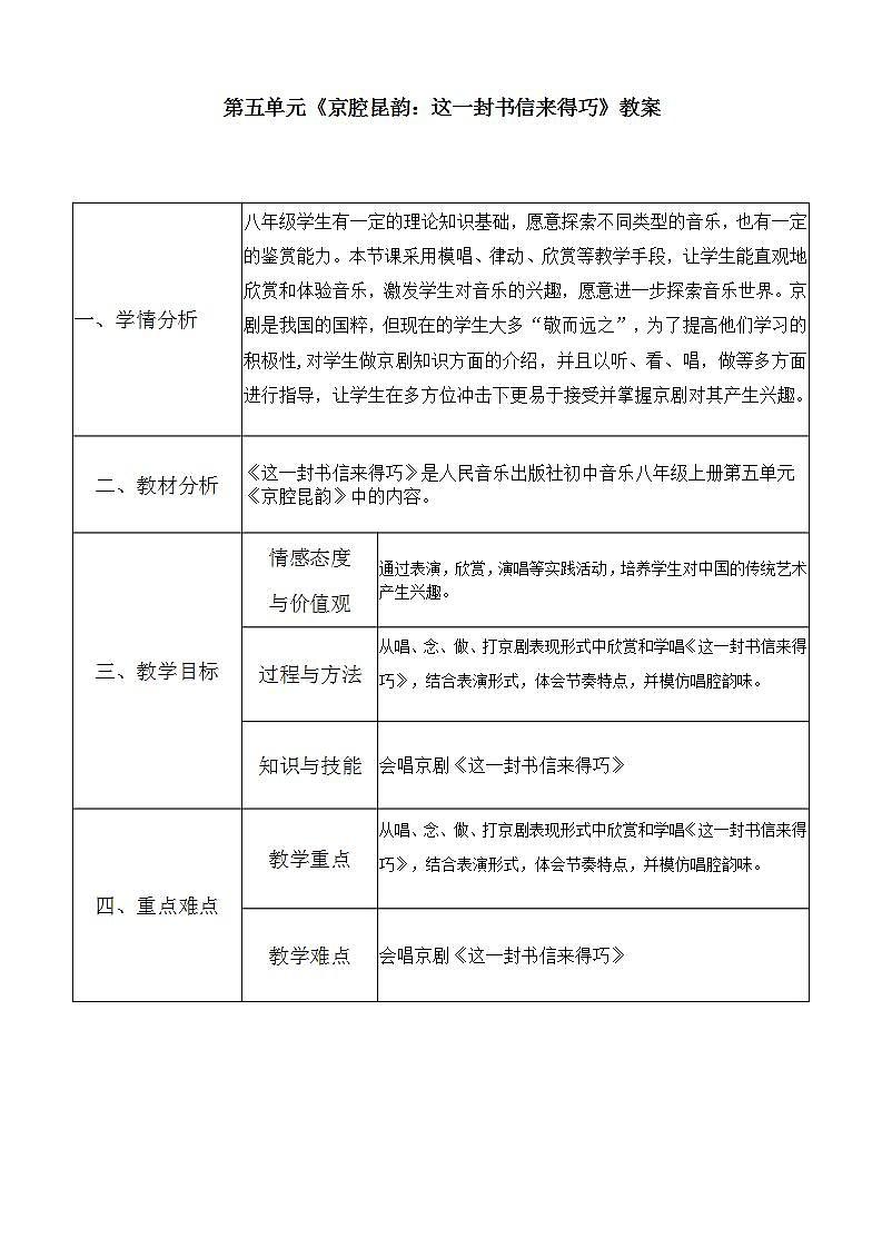 人音版八年级下册第五单元《京腔昆韵：这一封书信来得巧》课件+教案+素材01