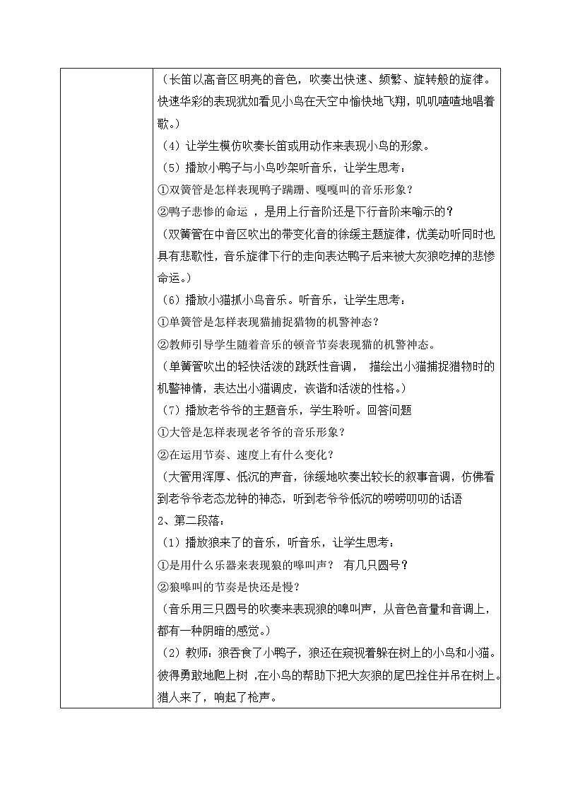 【核心素养目标】粤教花城版初中音乐七年级下册 《彼得与狼》 教案第3页