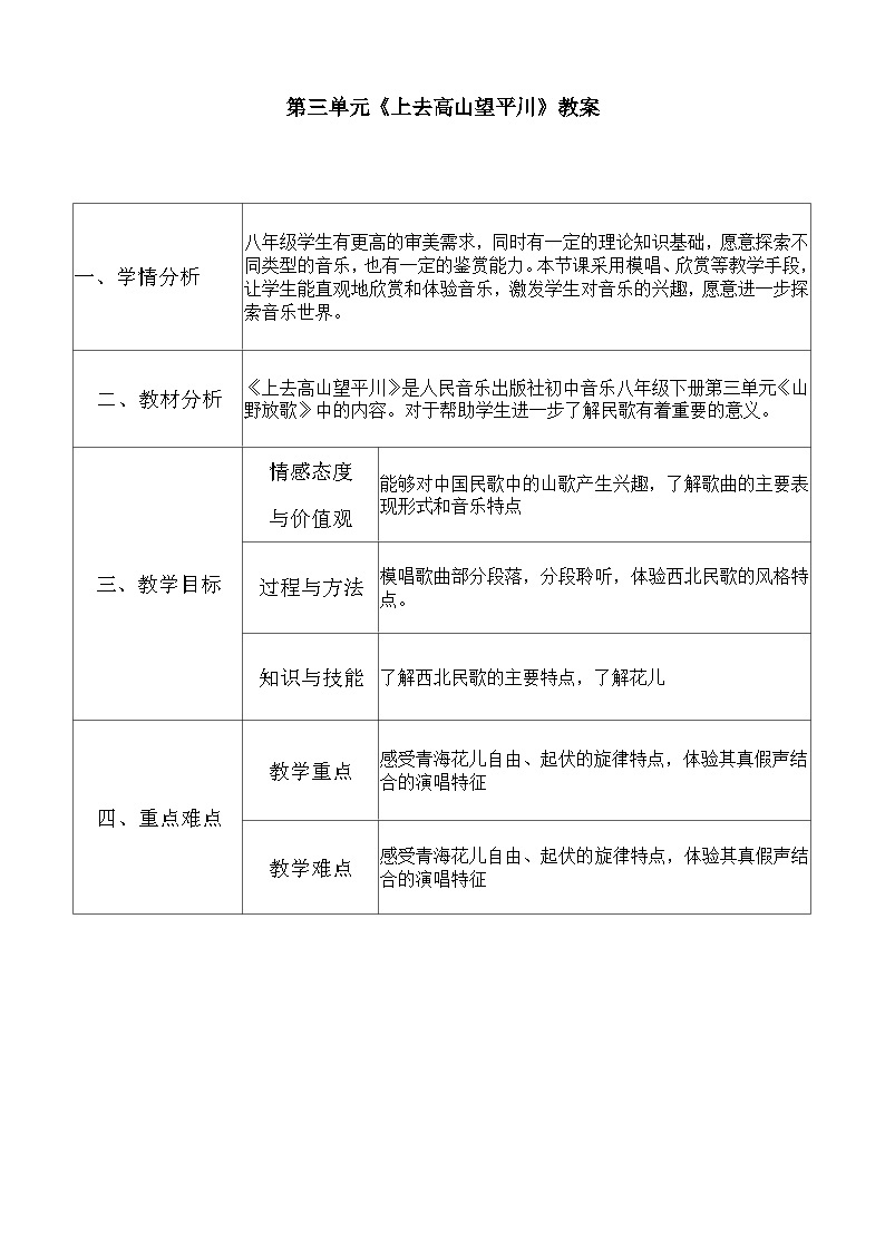 人音版八年级下册第三单元《上去高山望平川》课件+教案+素材01