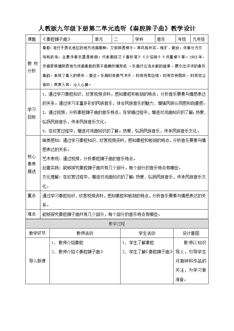【核心素养】人教版音乐九年级下册2.5《选听：秦腔牌子曲》课件+教案+素材01